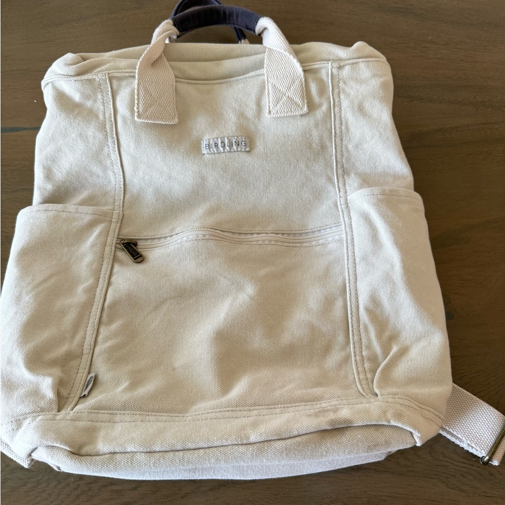 Cream Minimalist Canvas Backpack